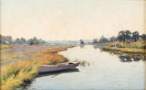 5394014: John Willard Raught (NY/PA, 1857-1931), Morning Marsh, Oil on Canvas E7RDL