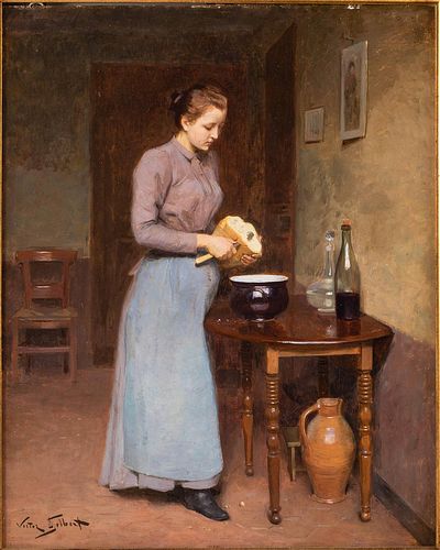 5394050: Victor Gilbert (French, 1847-1935), Slice of Bread, Oil on Panel E7RDL