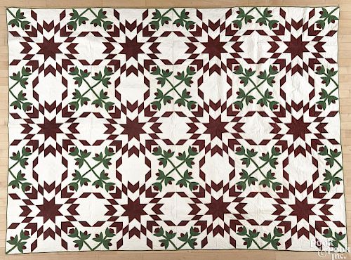 New Jersey appliqué quilt, mid 19th c., attributed to Eliza Voorhis of Bergen County, 79'' x 106''.