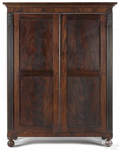 Baltimore classical mahogany armoire, ca. 1830, attributed to John Needles, 81 1/2'' h., 60'' w.