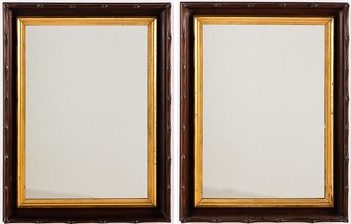 5394133: Pair of Faux Bois Carved Mirrors, 19th Century E7RDJ