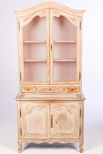 5394135: French Provincial Style Pickled Wood Secretary Bookcase, 20th Century E7RDJ