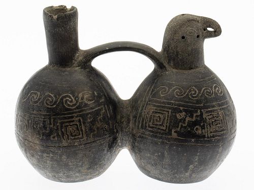 5394140: Peruvian Double Vase with Bird-Form Head, Chimu-inca,
 Probably 1200-1532 E7RDA