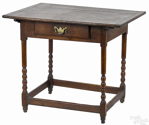 Walnut tavern table, late 18th c., probably Southern, with a single drawer
