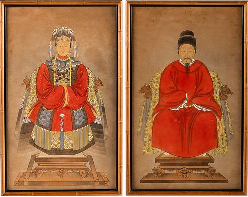 5394178: Pair of Chinese Ancestor Portraits E7RDC