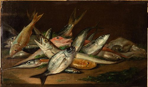 5394186: Still Life of Fish, Oil on Canvas EE7RDL