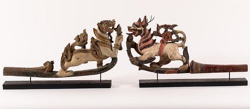 5394187: Two Burmese Oxcart Carvings with Bases E7RDC