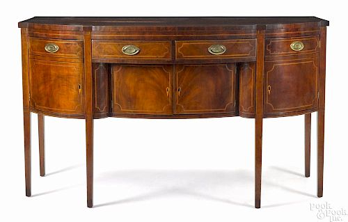 Federal mahogany sideboard, ca. 1800, probably New York, with overall line inlay