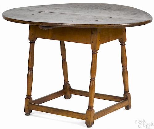 New England maple and cherry oval top tavern table, 18th c., 24 1/2'' x 38''.