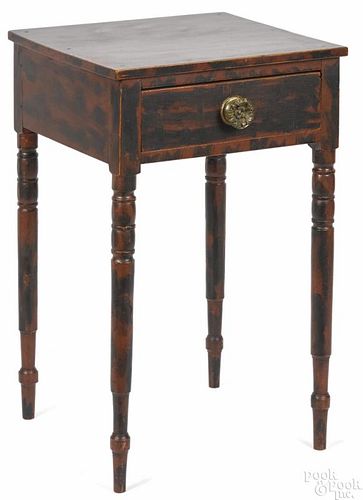 New England painted pine and birch one-drawer stand, ca. 1830