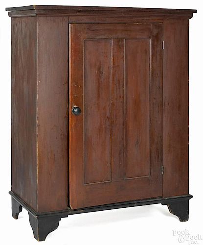 Pennsylvania painted pine child's wardrobe, early 19th c., retaining a red wash