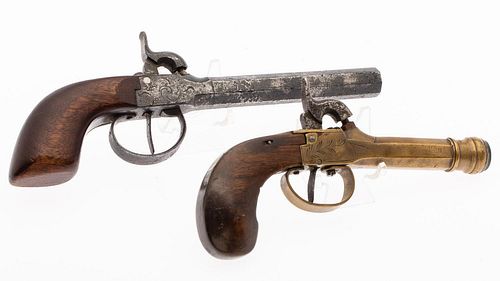 5394249: Two Belgian Single Shot Percussion Pistols, 19th Century E7RDS