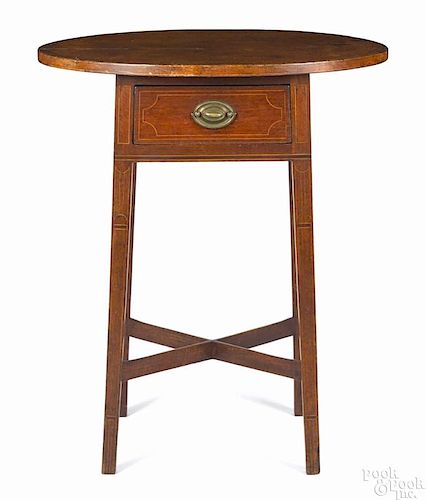 Pennsylvania walnut stand, early 19th c., with an oblong top and a single drawer