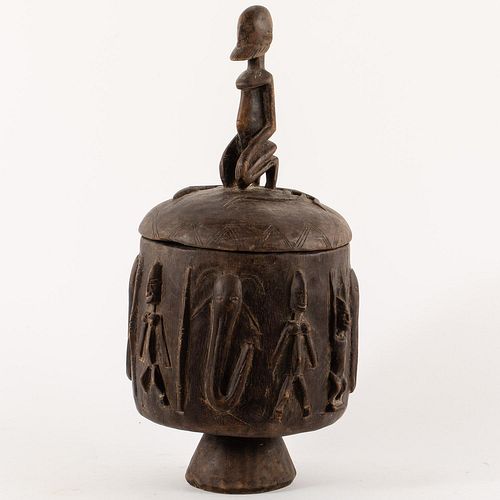 5394281: Carved Wooden Lidded Bowl, Probably Mali E7RDA