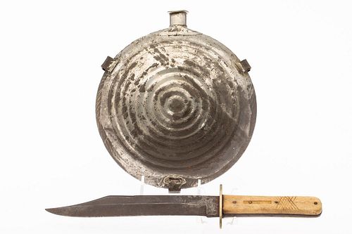 5394286: Sheffield Bone Handle Knife & Joseph Hall Rohrman
 Phila. Bullseye Civil War Canteen Model 1858 E7RDS