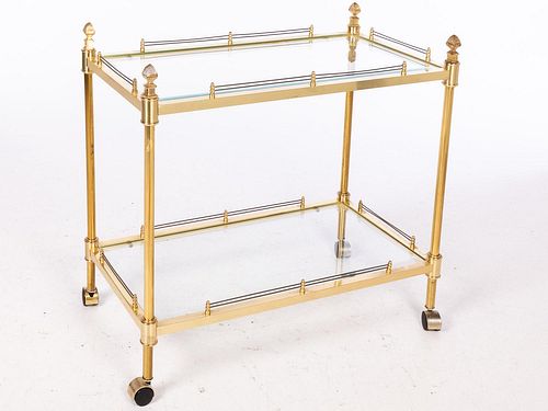 5394288: Brass and Glass Tiered Bar Cart E7RDJ