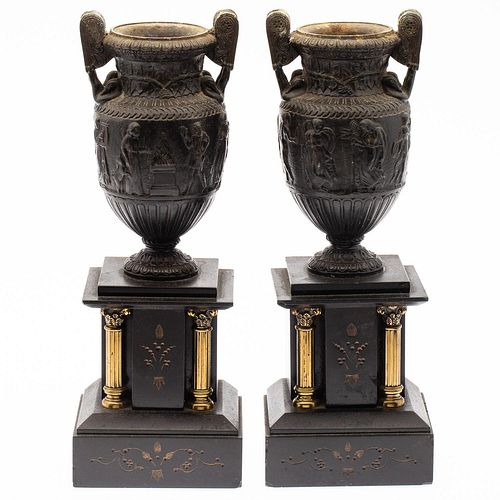 5394292: Pair of Cast Metal Urns After the Antique, Late
 19th/ Early 20th Century E7RDJ