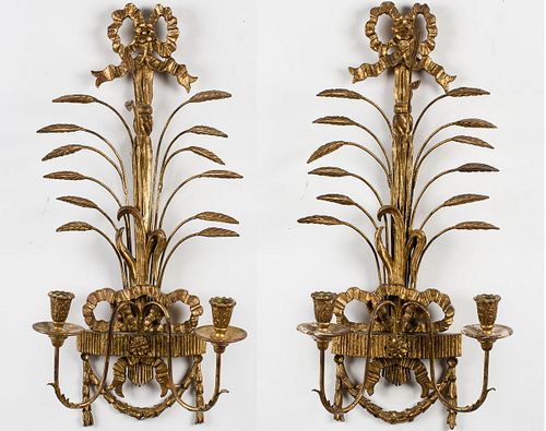3984744: Pair of George III Style Two Light Wall Sconces,
 First Half 20th Century E6RDJ