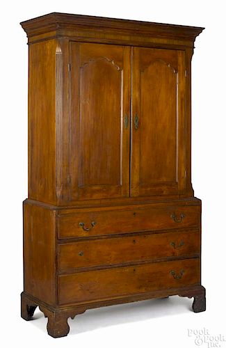 New Jersey Chippendale gumwood linen press, late 18th c., 80 1/4'' h., 46 1/2'' w.