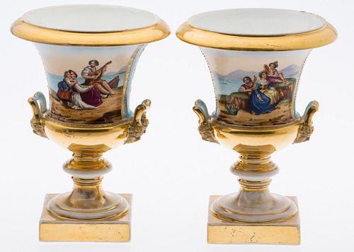 3984759: Pair of French Porcelain Urn-Form Vases, 19th Century E6RDF