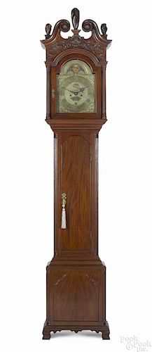 Philadelphia Chippendale mahogany tall case clock, ca. 1770