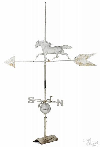 Swell-bodied copper running horse and arrow weathervane, 19th c.