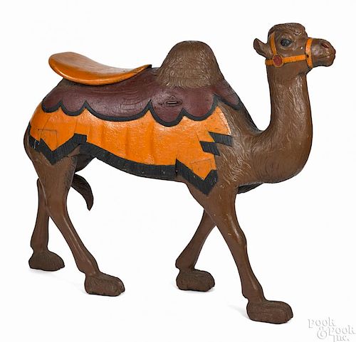 New York carved and painted camel carousel figure, ca. 1890