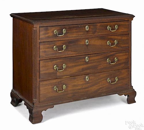 Pennsylvania Chippendale mahogany chest of drawers, ca. 1770, with four drawers