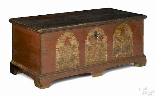 Pennsylvania painted pine dower chest, dated 1783, retaining its original decoration