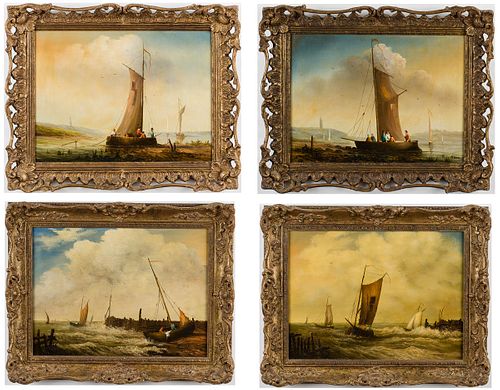3984825: J. J. Bond, Four Maritime Paintings, Oil on Panel, 20th Century E6RDL