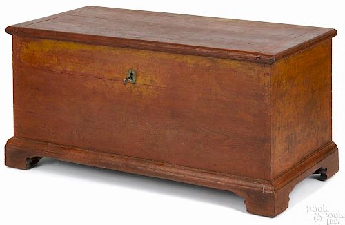 Pennsylvania hard pine blanket chest, late 18th c., retaining an old red surface