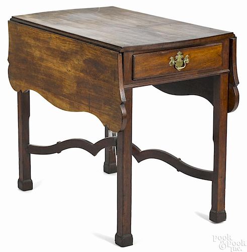 Pennsylvania Chippendale cherry Pembroke table, ca. 1780, with serpentine stretchers