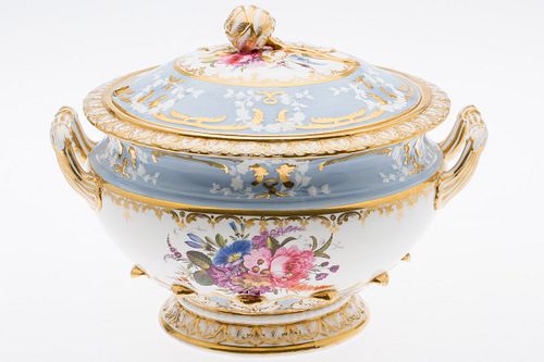 3984855: English Floral Porcelain Soup Tureen, Probably Spode, 19th Century E6RDF