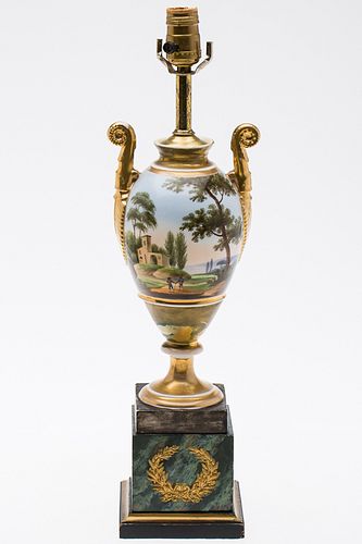 3984869: English Porcelain Urn, Now Mounted as a Lamp, 19th Century E6RDF