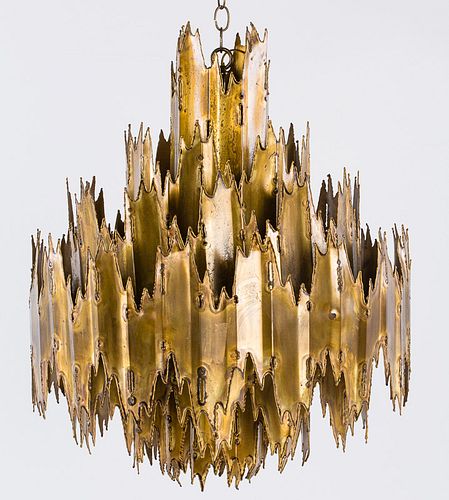 3984874: Attributed to Curtis Jere, Six Light Metal Chandelier, 20th Century E6RDJ