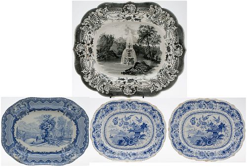 3984877: 4 English Staffordshire Platters, Including Copeland, 19th Century E6RDF