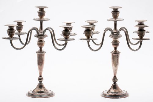 3984917: Pair of Mueck-Cary Co. Inc. 5-Light Sterling Silver
 Candelabra, 20th Century E6RDQ