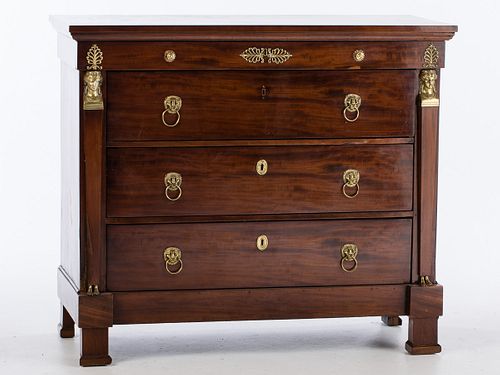 3984919: French Empire Style Mahogany Chest of Drawers, 20th Century E6RDJ