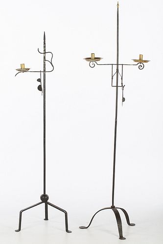 3984924: 2 Wrought Iron and Brass Candlestick Standing Lamps E6RDJ