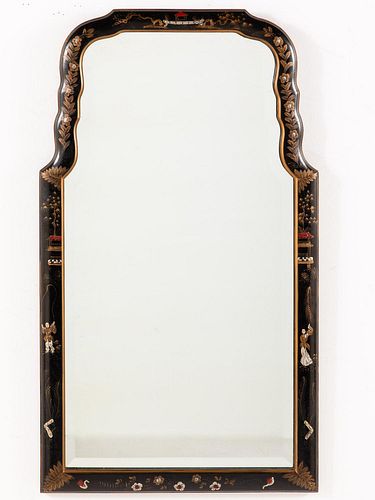 5394320: Queen Anne Style Black Japanned Mirror, 20th Century E7RDJ