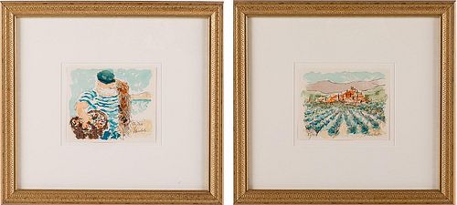 5394335: Urbain Huchet, Two Works: Lavender Field in Provence
 and The Fisherman, Lithographs E7RDO