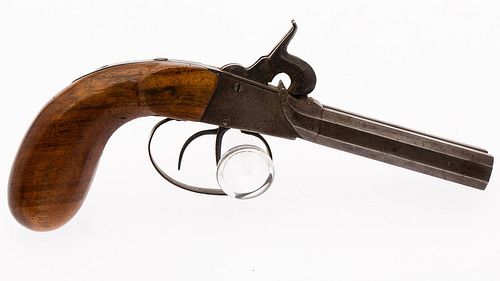 5394371: Double Barrel Percussion Pistol, Probably Belgian, Mid-19th Century E7RDS