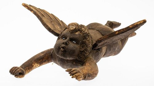 5394381: South American Stained Wood Putto, 20th Century EE7RDJ