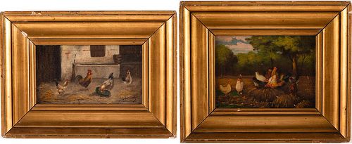 5409012: European School, Two Works: Chickens, 19th Century and Later E7RDL