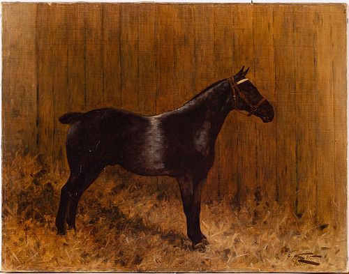 5409039: George Wright (British, 1860-1942), Hunter in a Stable, c. 1900 EE7RDL