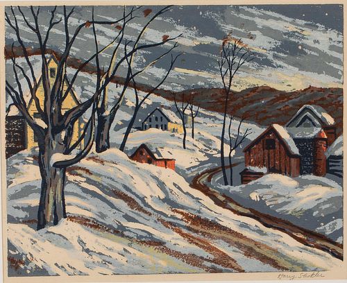 5409063: Harry Shokler (NY/NH/OH, 1896-1978), Quiet Winter, Lithograph E7RDO