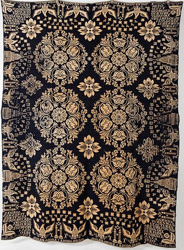 3985070: American Jacquard Blue and White Coverlet, 19th Century E6RDP