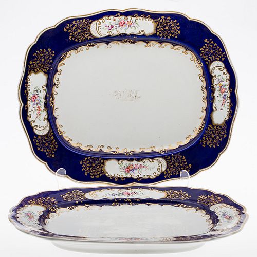 4002115: Pair of Chamberlains Worcester Porcelain Serving Platters E6RDF