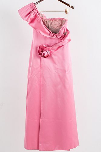4002140: Jacqueline De Ribes One Shoulder Pink Satin Evening Gown E6RDH
