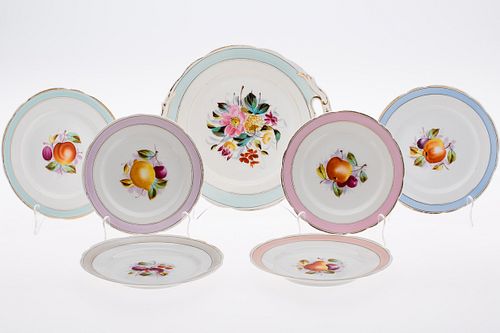4002159: Group of 39 Painted Dessert Plates and a Floral Serving Plate E6RDF